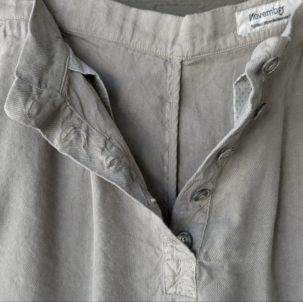 November 11 Taupe Khaki Linen Cupro Drop Crotch Bermuda Shorts Size Small